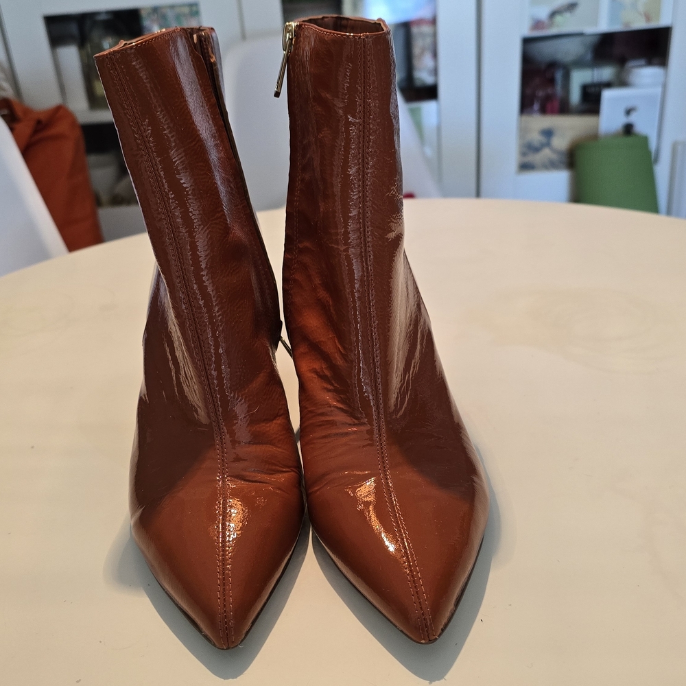 Sam Edelman Glossy Brown Ankle Boots